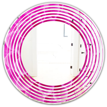 Large Pink Flower and Petals - Modern Round or Oval Wall Mirror - Wave