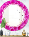 Large Pink Flower and Petals - Modern Round or Oval Wall Mirror - Triple C