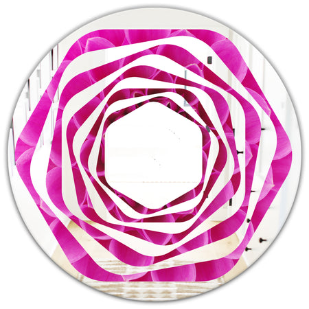 Large Pink Flower and Petals - Modern Round or Oval Wall Mirror - Whirl