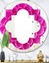 Large Pink Flower and Petals - Modern Round or Oval Wall Mirror - Quatrefoil