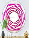 Large Pink Flower and Petals - Modern Round or Oval Wall Mirror - Whirl