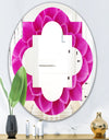 Large Pink Flower and Petals - Modern Round or Oval Wall Mirror - Quatrefoil