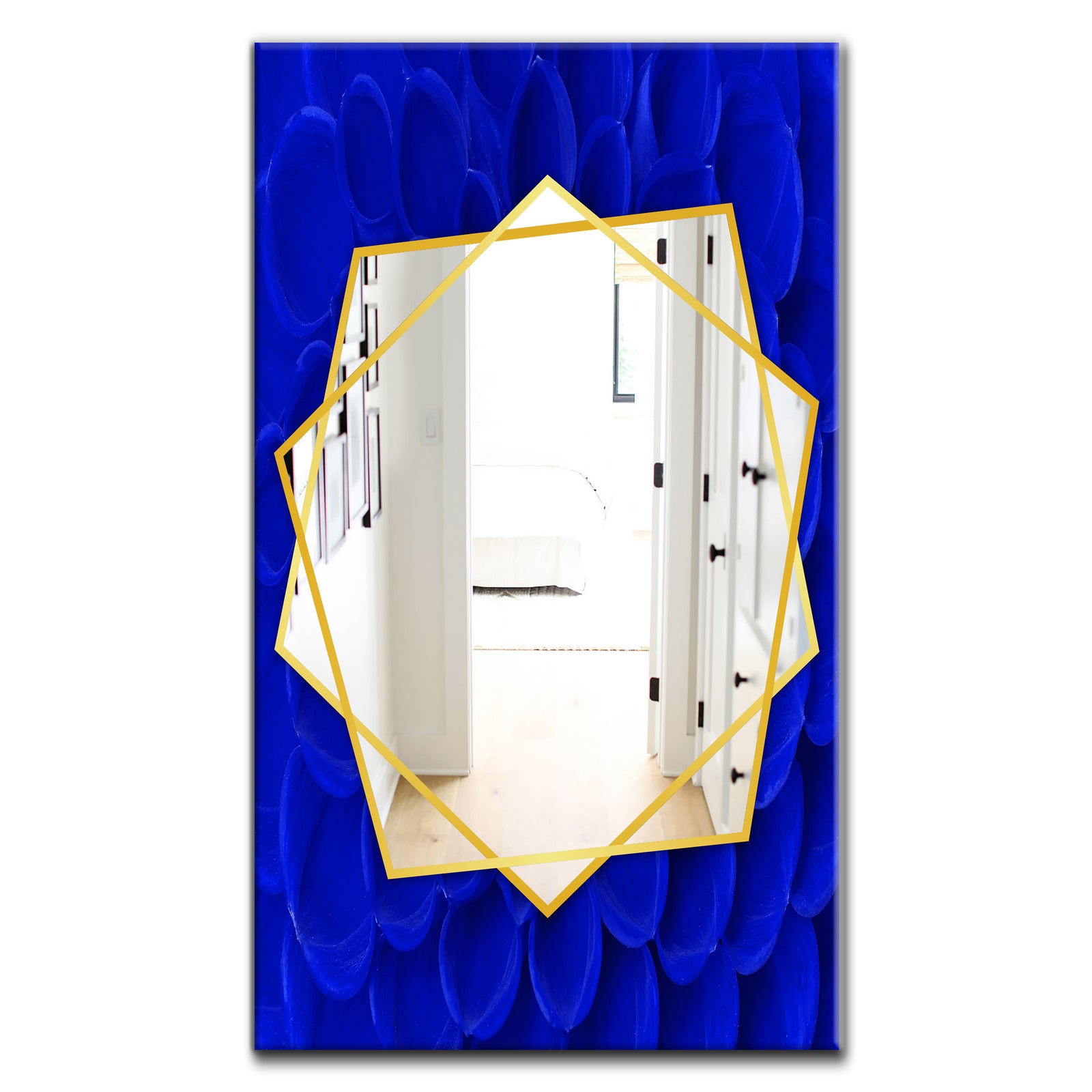 Abstract Blue Flower Petals - Traditional Mirror - Frameless Wall Mirror