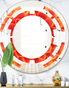 Abstract Orange Flower Design - Modern Round or Oval Wall Mirror - Space