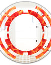 Abstract Orange Flower Design - Modern Round or Oval Wall Mirror - Space