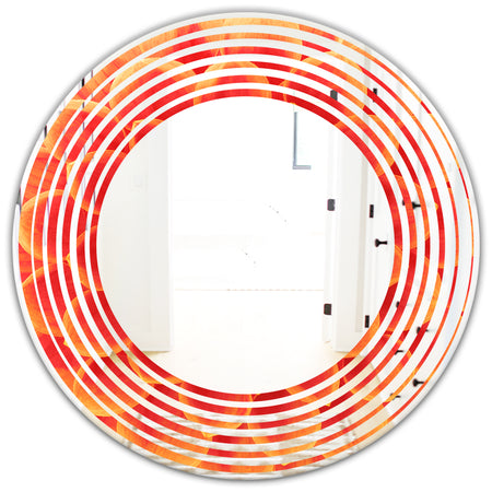 Abstract Orange Flower Design - Modern Round or Oval Wall Mirror - Wave