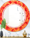 Abstract Orange Flower Design - Modern Round or Oval Wall Mirror - Triple C