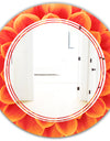 Abstract Orange Flower Design - Modern Round or Oval Wall Mirror - Triple C