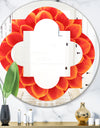 Abstract Orange Flower Design - Modern Round or Oval Wall Mirror - Quatrefoil
