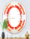 Abstract Orange Flower Design - Modern Round or Oval Wall Mirror - Space