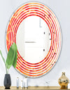 Abstract Orange Flower Design - Modern Round or Oval Wall Mirror - Wave