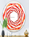 Abstract Orange Flower Design - Modern Round or Oval Wall Mirror - Whirl