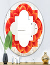 Abstract Orange Flower Design - Modern Round or Oval Wall Mirror - Quatrefoil
