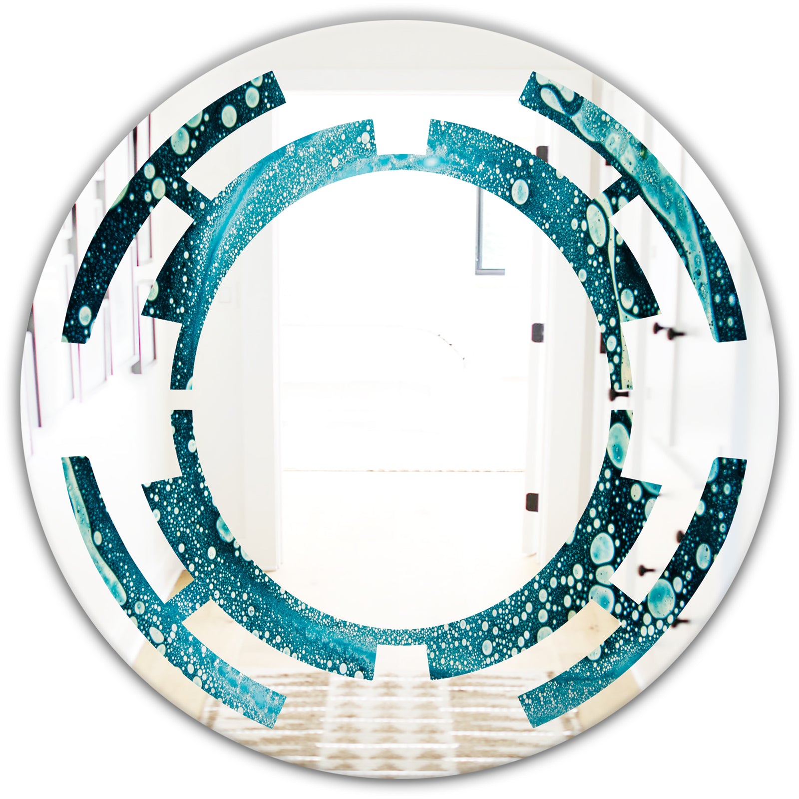 Precious Blue Fabulous Pattern - Modern Round or Oval Wall Mirror - Space