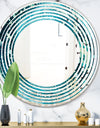 Precious Blue Fabulous Pattern - Modern Round or Oval Wall Mirror - Wave
