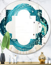 Precious Blue Fabulous Pattern - Modern Round or Oval Wall Mirror - Quatrefoil