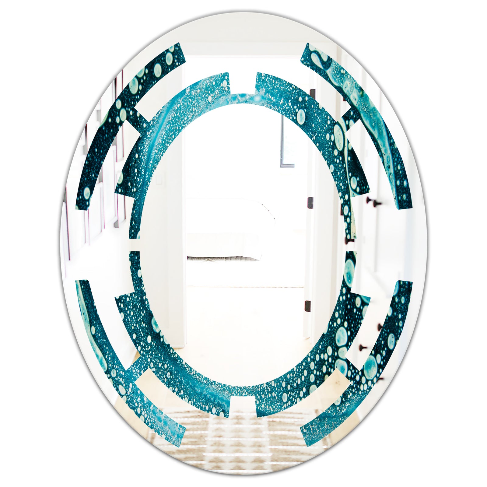 Precious Blue Fabulous Pattern - Modern Round or Oval Wall Mirror - Space