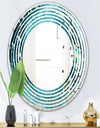 Precious Blue Fabulous Pattern - Modern Round or Oval Wall Mirror - Wave