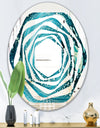 Precious Blue Fabulous Pattern - Modern Round or Oval Wall Mirror - Whirl