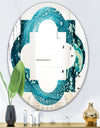 Precious Blue Fabulous Pattern - Modern Round or Oval Wall Mirror - Quatrefoil