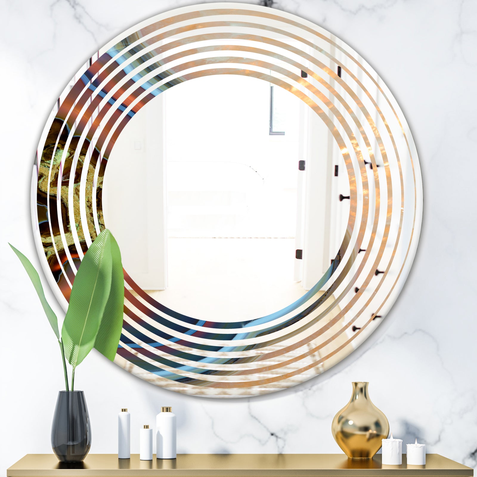 Abstract Mineral Texture - Modern Round or Oval Wall Mirror - Wave
