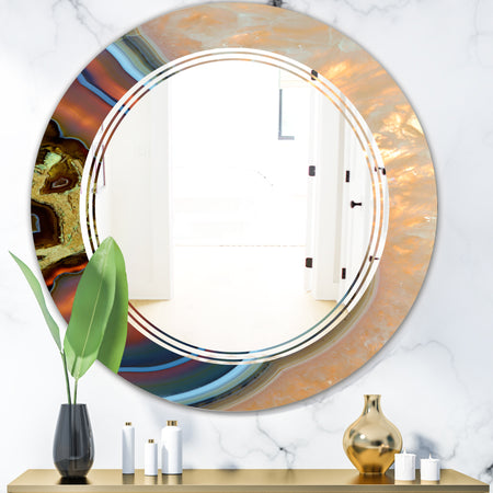 Abstract Mineral Texture - Modern Round or Oval Wall Mirror - Triple C