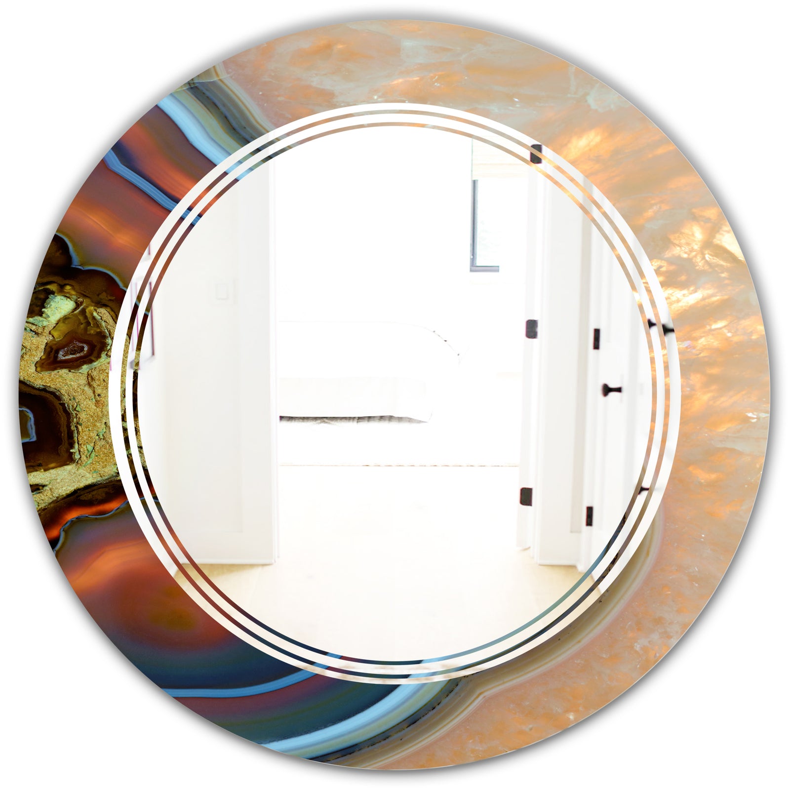 Abstract Mineral Texture - Modern Round or Oval Wall Mirror - Triple C