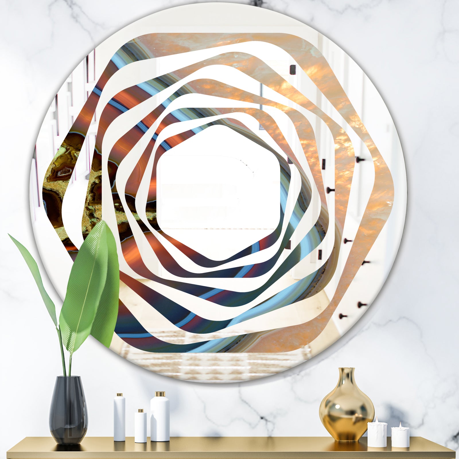 Abstract Mineral Texture - Modern Round or Oval Wall Mirror - Whirl