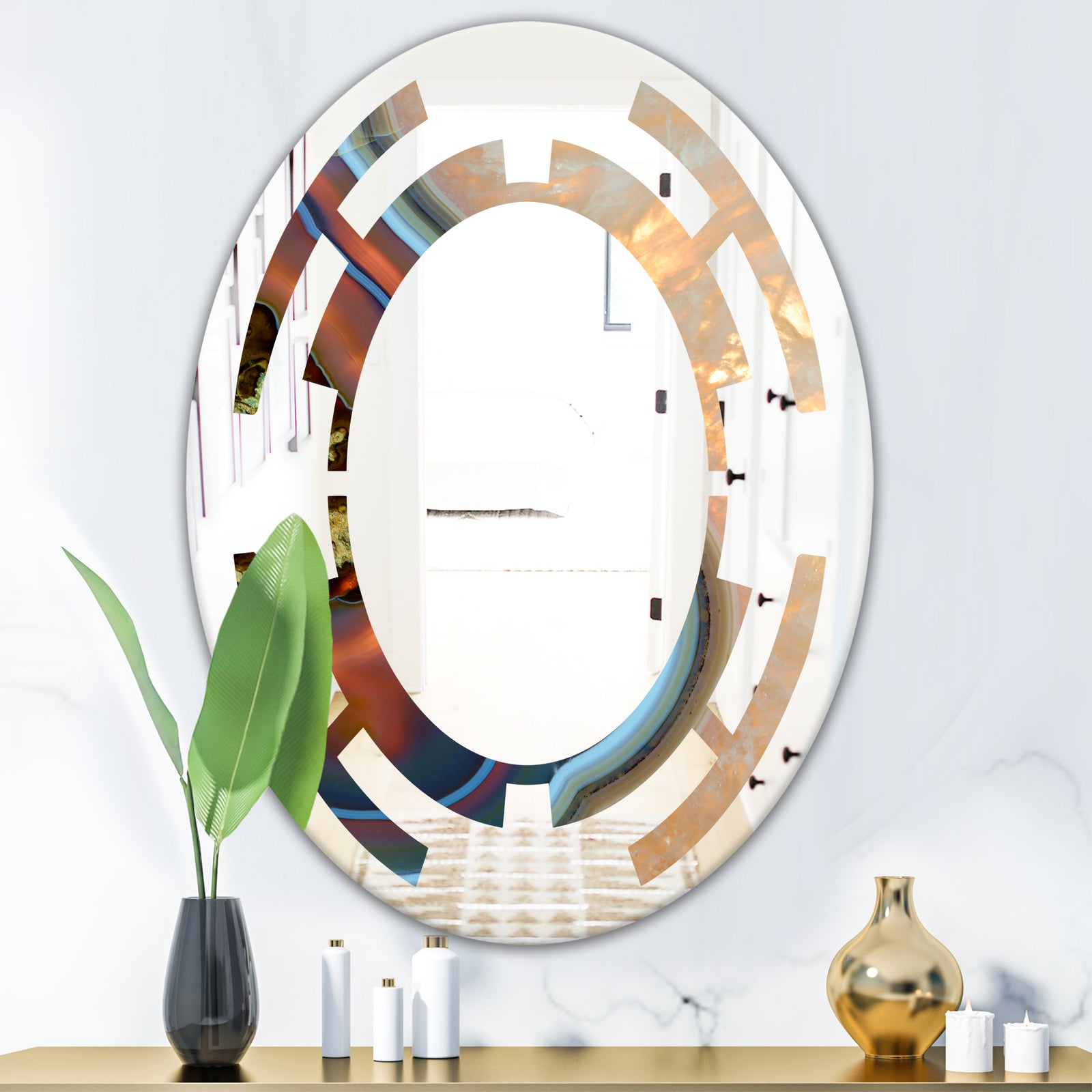 Abstract Mineral Texture - Modern Round or Oval Wall Mirror - Space