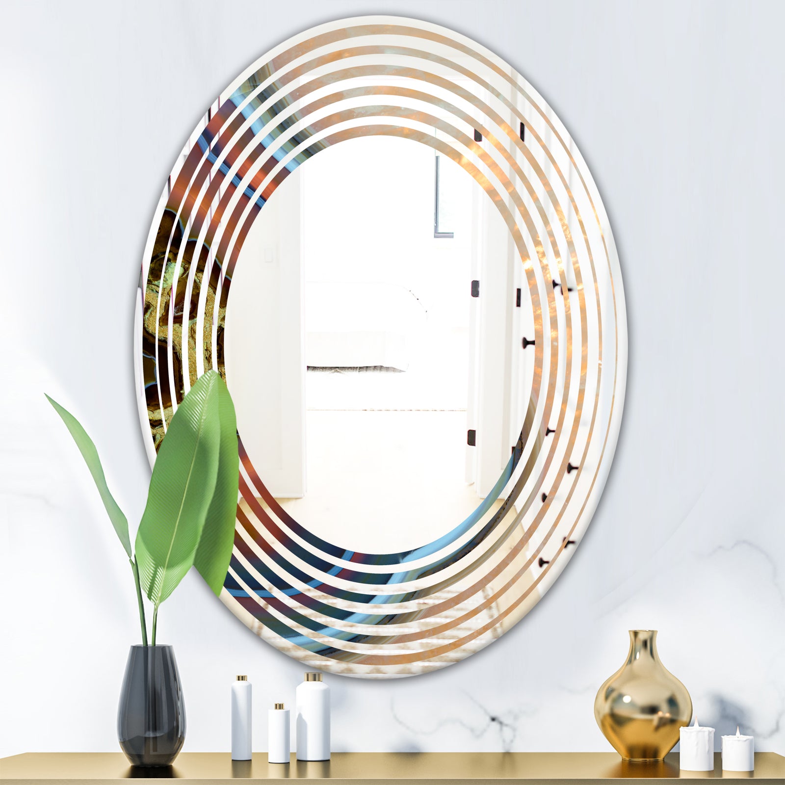 Abstract Mineral Texture - Modern Round or Oval Wall Mirror - Wave