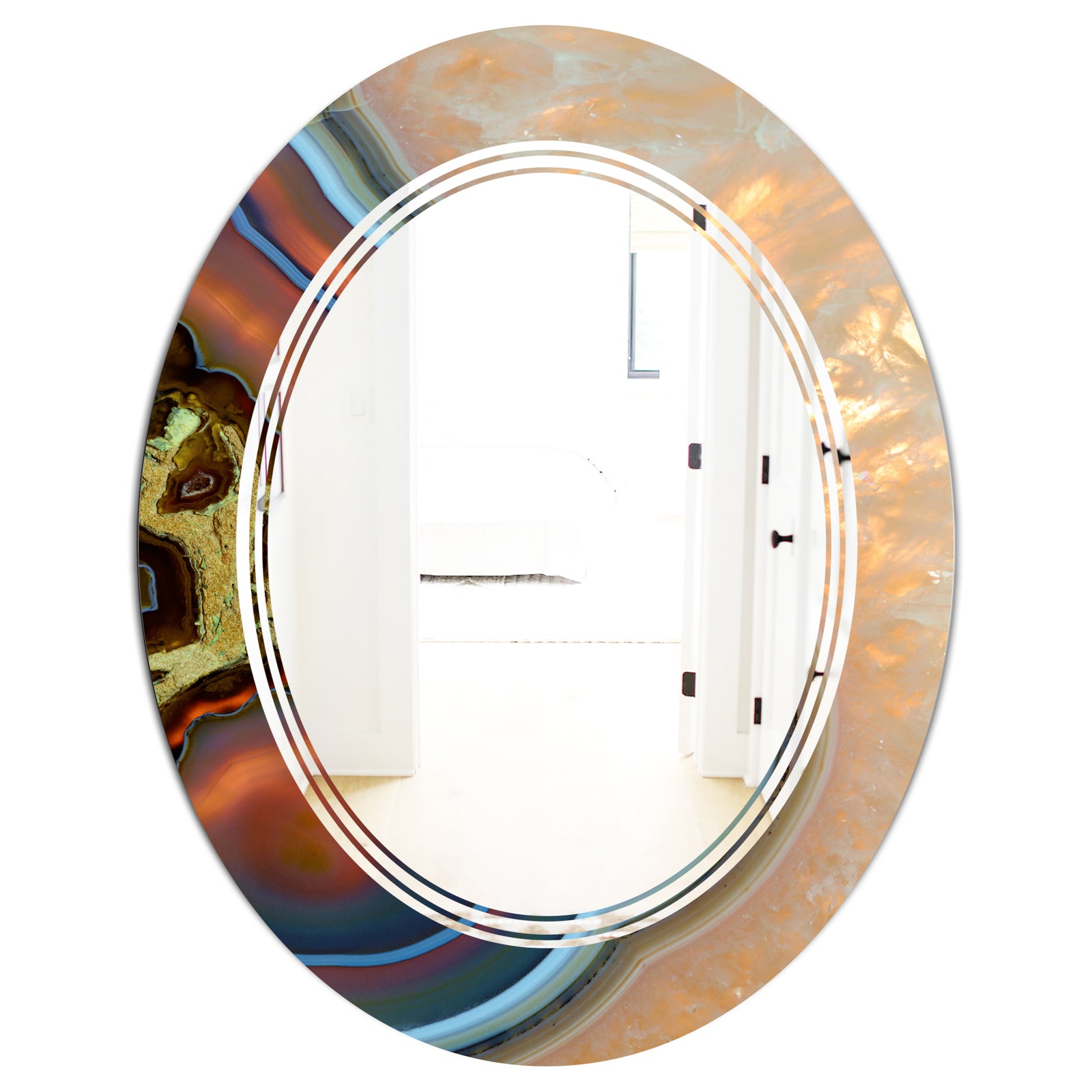 Abstract Mineral Texture - Modern Round or Oval Wall Mirror - Triple C