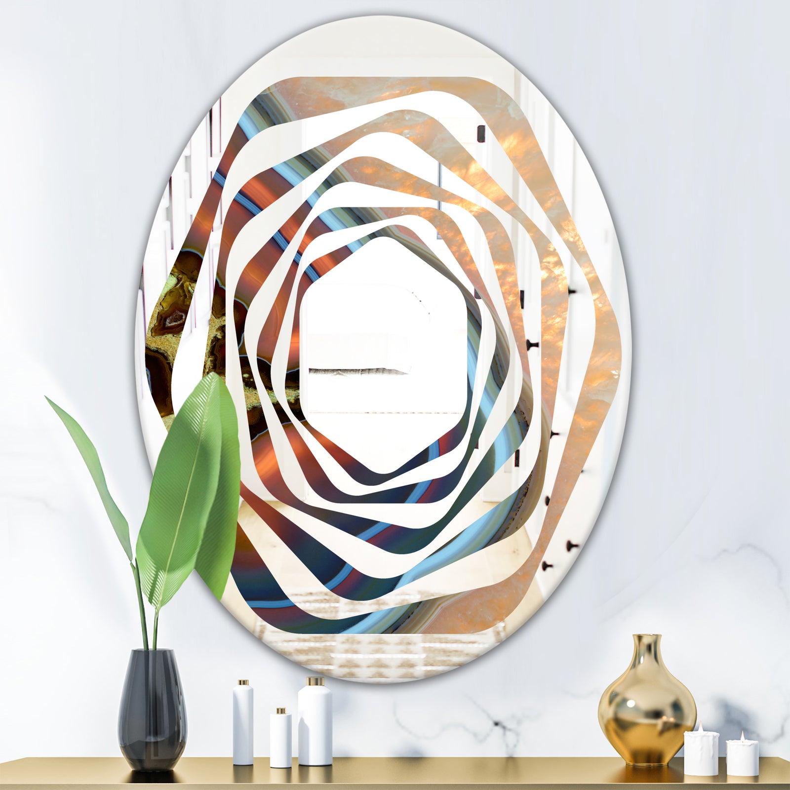 Abstract Mineral Texture - Modern Round or Oval Wall Mirror - Whirl