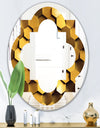 Golden Honeycomb Wall Texture - Modern Round or Oval Wall Mirror - Quatrefoil