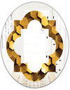 Golden Honeycomb Wall Texture - Modern Round or Oval Wall Mirror - Quatrefoil