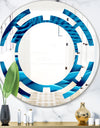 Abstract Blue Wavy - Modern Round or Oval Wall Mirror - Space
