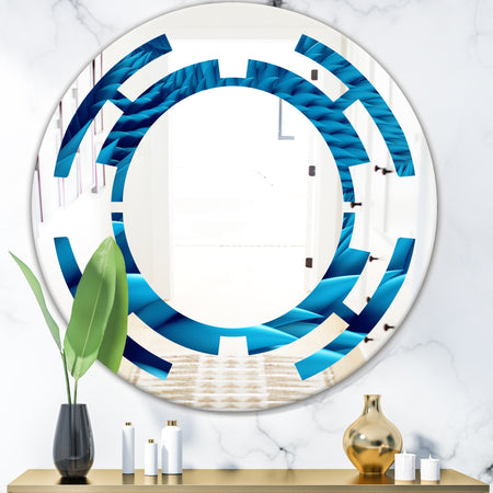 Abstract Blue Wavy - Modern Round or Oval Wall Mirror - Space