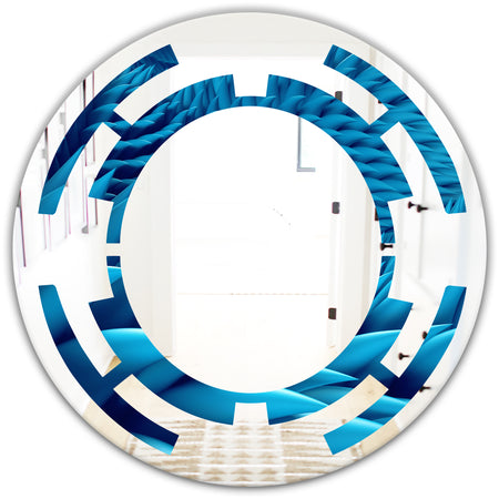 Abstract Blue Wavy - Modern Round or Oval Wall Mirror - Space