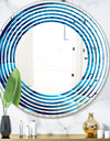 Abstract Blue Wavy - Modern Round or Oval Wall Mirror - Wave