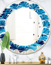 Abstract Blue Wavy - Modern Round or Oval Wall Mirror - Leaves