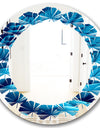 Abstract Blue Wavy - Modern Round or Oval Wall Mirror - Leaves