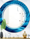 Abstract Blue Wavy - Modern Round or Oval Wall Mirror - Triple C