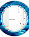 Abstract Blue Wavy - Modern Round or Oval Wall Mirror - Triple C