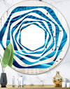Abstract Blue Wavy - Modern Round or Oval Wall Mirror - Whirl