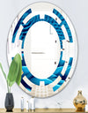 Abstract Blue Wavy - Modern Round or Oval Wall Mirror - Space