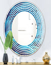 Abstract Blue Wavy - Modern Round or Oval Wall Mirror - Wave