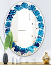Abstract Blue Wavy - Modern Round or Oval Wall Mirror - Leaves