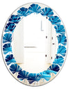 Abstract Blue Wavy - Modern Round or Oval Wall Mirror - Leaves