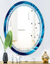 Abstract Blue Wavy - Modern Round or Oval Wall Mirror - Triple C