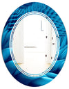 Abstract Blue Wavy - Modern Round or Oval Wall Mirror - Triple C
