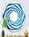 Abstract Blue Wavy - Modern Round or Oval Wall Mirror - Whirl